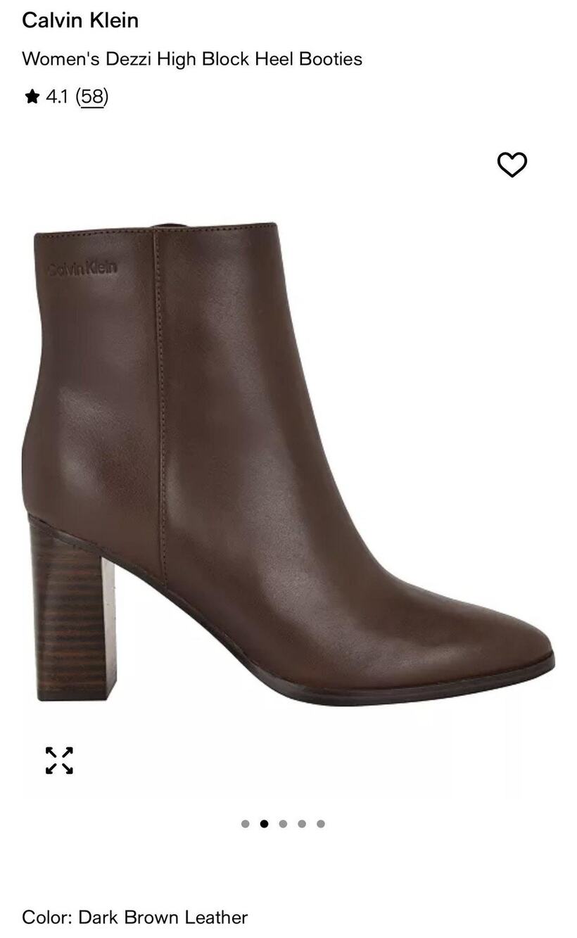 Calvin Klein Dezzi Boots Women's Size 7.5 Brown Leather Ankle Block Heel Booties